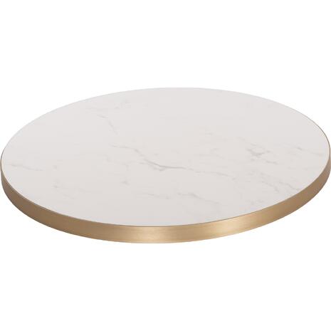 ΕΠΙΦΑΝΕΙΑ ΤΡΑΠΕΖΙΟΥ SINTERED STONE HM6653.12 WHITE MARBLE--ΠΛΑΙΣΙΟ ALU ΧΡΥΣΟ Φ70εκ.