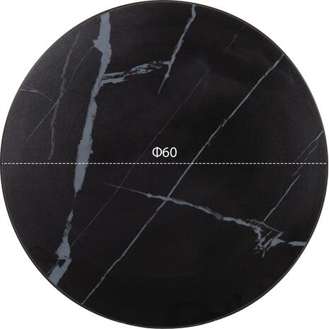 ΕΠΙΦΑΝΕΙΑ ΤΡΑΠΕΖΙΟΥ SINTERED STONE HM6652.03 BLACK MARBLE--ΠΛΑΙΣΙΟ ALU ΜΑΥΡΟ Φ60εκ.