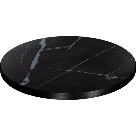 ΕΠΙΦΑΝΕΙΑ ΤΡΑΠΕΖΙΟΥ SINTERED STONE HM6653.03 BLACK MARBLE--ΠΛΑΙΣΙΟ ALU ΜΑΥΡΟ Φ70εκ.