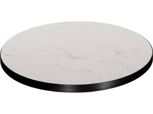 ΕΠΙΦΑΝΕΙΑ ΤΡΑΠΕΖΙΟΥ SINTERED STONE HM6652.02 WHITE MARBLE--ΠΛΑΙΣΙΟ ALU ΜΑΥΡΟ Φ60εκ.