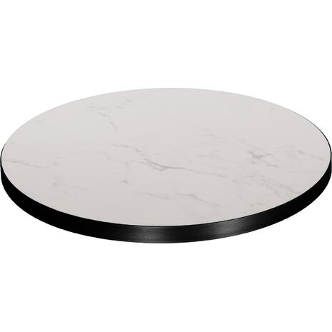 ΕΠΙΦΑΝΕΙΑ ΤΡΑΠΕΖΙΟΥ SINTERED STONE HM6652.02 WHITE MARBLE--ΠΛΑΙΣΙΟ ALU ΜΑΥΡΟ Φ60εκ.