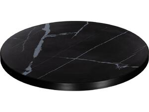 ΕΠΙΦΑΝΕΙΑ ΤΡΑΠΕΖΙΟΥ SINTERED STONE HM6652.03 BLACK MARBLE--ΠΛΑΙΣΙΟ ALU ΜΑΥΡΟ Φ60εκ.