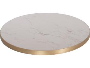 ΕΠΙΦΑΝΕΙΑ ΤΡΑΠΕΖΙΟΥ SINTERED STONE HM6652.12 WHITE MARBLE--ΠΛΑΙΣΙΟ ALU ΧΡΥΣΟ Φ60εκ.