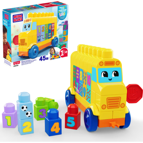 Mega Bloks Build & Count Bus Εκπαιδευτικό Λεωφορείο με 45 Τουβλάκια