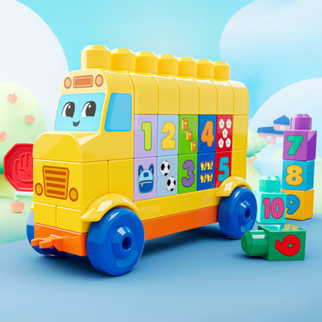 Mega Bloks Build & Count Bus Εκπαιδευτικό Λεωφορείο με 45 Τουβλάκια