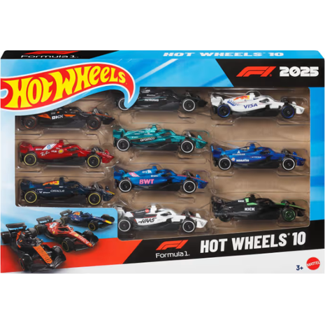 Hot Wheels Formula 1 – Συλλεκτικό Σετ 10 Αυτοκινητάκια F1 Κλίμακας 1:64 (Σεζόν 2025)