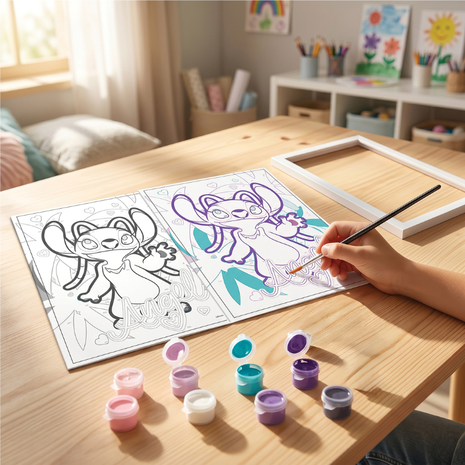 Happihobbi Stitch Σετ Ζωγραφικής Καρτολίνα με ακρυλικά χρώματα Paint by Numbers - Angel