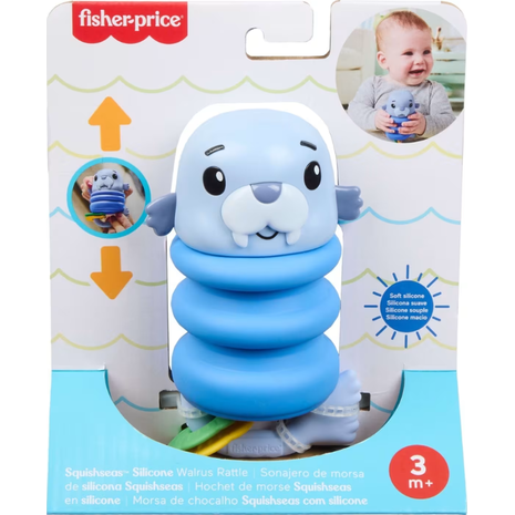 Mattel Fisher-Price Κουδουνίστρες Ζωακια Ωκεανου Fisher Price Squishseas Silicone Walrus JHB54 / JHB56