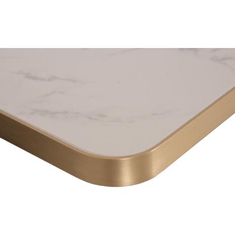 ΕΠΙΦΑΝΕΙΑ ΤΡΑΠΕΖΙΟΥ SINTERED STONE HM6656.12 WHITE MARBLE-ΠΛΑΙΣΙΟ ALU ΧΡΥΣΟ 120x80εκ.
