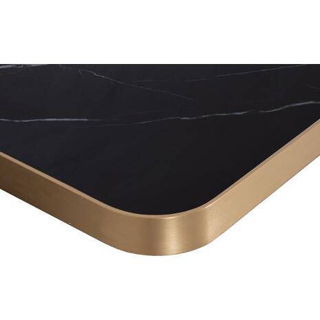 ΕΠΙΦΑΝΕΙΑ ΤΡΑΠΕΖΙΟΥ SINTERED STONE HM6656.13 BLACK MARBLE-ΠΛΑΙΣΙΟ ALU ΧΡΥΣΟ 120x80εκ.