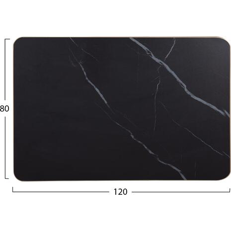 ΕΠΙΦΑΝΕΙΑ ΤΡΑΠΕΖΙΟΥ SINTERED STONE HM6656.13 BLACK MARBLE-ΠΛΑΙΣΙΟ ALU ΧΡΥΣΟ 120x80εκ.