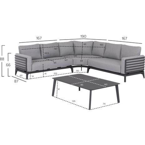 ΣΕΤ ΣΑΛΟΝΙ ΕΞ.ΧΩΡΟΥ 4ΤΜΧ ORION CORNER HM6191.01 ΣΚΟΥΡΟ ΓΚΡΙ ΑΛΟΥΜΙΝΙΟ & OLEFIN