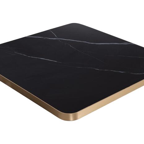 ΕΠΙΦΑΝΕΙΑ ΤΡΑΠΕΖΙΟΥ SINTERED STONE HM6655.13 BLACK MARBLE--ΠΛΑΙΣΙΟ ALU ΧΡΥΣΟ 80x80εκ.