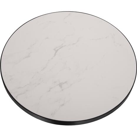 ΕΠΙΦΑΝΕΙΑ ΤΡΑΠΕΖΙΟΥ SINTERED STONE HM6653.02 WHITE MARBLE--ΠΛΑΙΣΙΟ ALU ΜΑΥΡΟ Φ70εκ.
