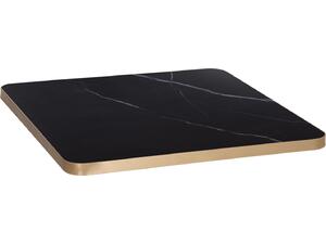 ΕΠΙΦΑΝΕΙΑ ΤΡΑΠΕΖΙΟΥ SINTERED STONE HM6655.13 BLACK MARBLE--ΠΛΑΙΣΙΟ ALU ΧΡΥΣΟ 80x80εκ.