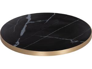 ΕΠΙΦΑΝΕΙΑ ΤΡΑΠΕΖΙΟΥ SINTERED STONE HM6653.13 BLACK MARBLE--ΠΛΑΙΣΙΟ ALU ΧΡΥΣΟ Φ70εκ.