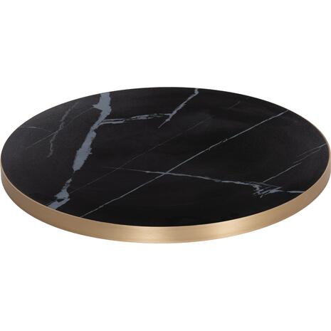 ΕΠΙΦΑΝΕΙΑ ΤΡΑΠΕΖΙΟΥ SINTERED STONE HM6653.13 BLACK MARBLE--ΠΛΑΙΣΙΟ ALU ΧΡΥΣΟ Φ70εκ.