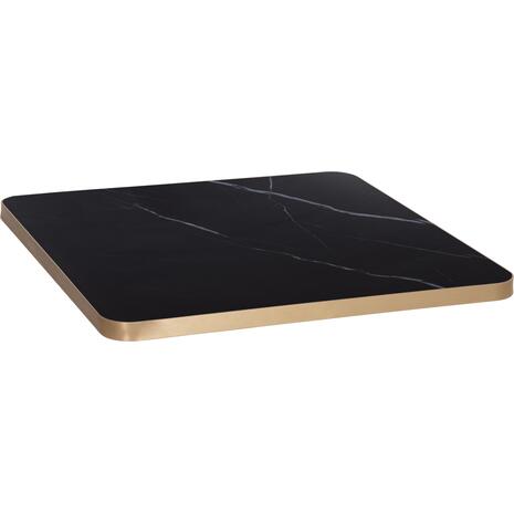 ΕΠΙΦΑΝΕΙΑ ΤΡΑΠΕΖΙΟΥ SINTERED STONE HM6654.13 BLACK MARBLE--ΠΛΑΙΣΙΟ ALU ΧΡΥΣΟ 70x70εκ.