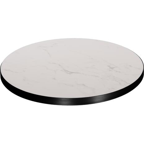 ΕΠΙΦΑΝΕΙΑ ΤΡΑΠΕΖΙΟΥ SINTERED STONE HM6653.02 WHITE MARBLE--ΠΛΑΙΣΙΟ ALU ΜΑΥΡΟ Φ70εκ.