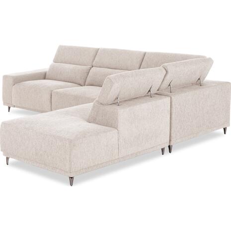 ΚΑΝΑΠΕΣ ΑΡΙΣΤΕΡΗ ΓΩΝΙΑ 5Θ ΜΕ RECLINE LUNARIS HM3316.02L ΕΚΡΟΥ ΥΦΑΣΜΑ 307x267x94Yεκ