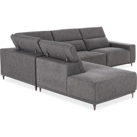 ΚΑΝΑΠΕΣ ΑΡΙΣΤΕΡΗ ΓΩΝΙΑ 5Θ ΜΕ RECLINE LUNARIS HM3316.01L ΓΚΡΙ ΥΦΑΣΜΑ 307x267x94Yεκ