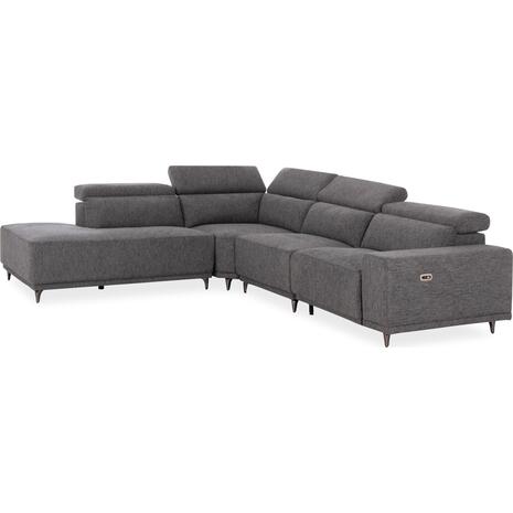 ΚΑΝΑΠΕΣ ΑΡΙΣΤΕΡΗ ΓΩΝΙΑ 5Θ ΜΕ RECLINE LUNARIS HM3316.01L ΓΚΡΙ ΥΦΑΣΜΑ 307x267x94Yεκ