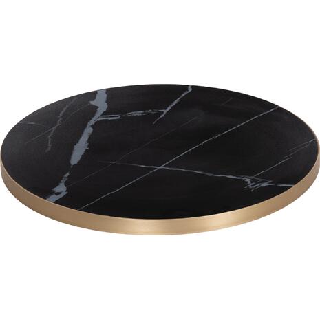 ΕΠΙΦΑΝΕΙΑ ΤΡΑΠΕΖΙΟΥ SINTERED STONE HM6652.13 BLACK MARBLE--ΠΛΑΙΣΙΟ ALU ΧΡΥΣΟ Φ60εκ.