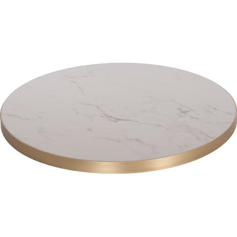 ΕΠΙΦΑΝΕΙΑ ΤΡΑΠΕΖΙΟΥ SINTERED STONE HM6652.12 WHITE MARBLE--ΠΛΑΙΣΙΟ ALU ΧΡΥΣΟ Φ60εκ.
