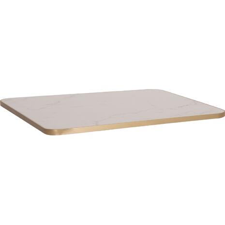 ΕΠΙΦΑΝΕΙΑ ΤΡΑΠΕΖΙΟΥ SINTERED STONE HM6656.12 WHITE MARBLE-ΠΛΑΙΣΙΟ ALU ΧΡΥΣΟ 120x80εκ.